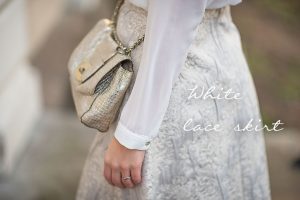 1. White lace skirt