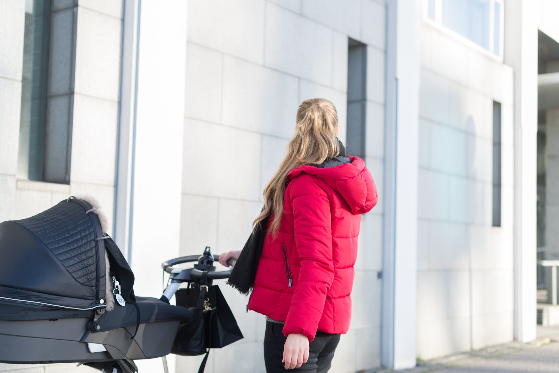 Red winter jacket @monasdailystyle